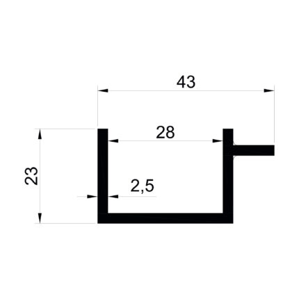 Konmetsan Alüminyum üretimi olan bu özel amaçlı alüminyum profil, Dağ Group Alüminyum güvencesiyle Türkiye alüminyum sektörüne sunulmaktadır. 43x23 ölçüsü ve 2.5mm kalınlığı ile güçlü ve kompakt sistem uygulamalarına uyum sağlar.