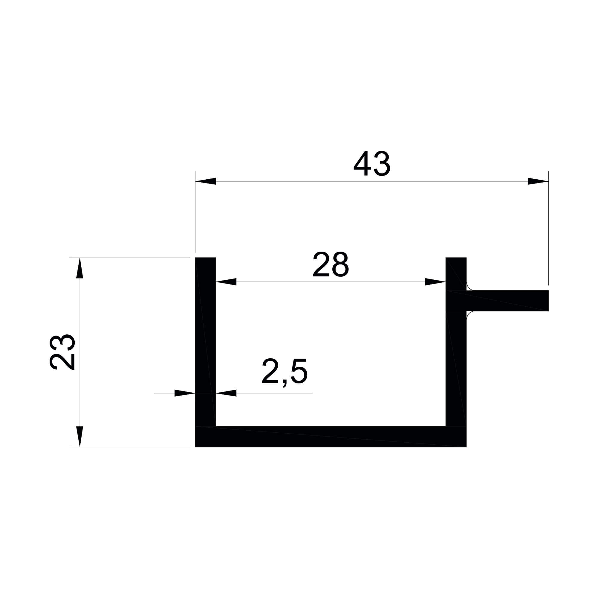 dg-16083-43x23-2.5mm-ozel-amacli-aluminyum-profil-konmetsan Konmetsan Alüminyum üretimi olan bu özel amaçlı alüminyum profil, Dağ Group Alüminyum güvencesiyle Türkiye alüminyum sektörüne sunulmaktadır. 43x23 ölçüsü ve 2.5mm kalınlığı ile güçlü ve kompakt sistem uygulamalarına uyum sağlar.