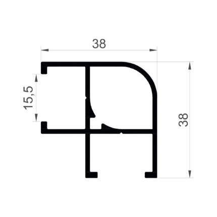 Konmetsan Alüminyum üretimi olan bu özel amaçlı alüminyum profil, Dağ Group Alüminyum güvencesiyle Türkiye alüminyum sektörüne sunulmaktadır. 38x38 ölçüsü ile simetrik ve dengeli sistem uygulamalarına uyum sağlar.