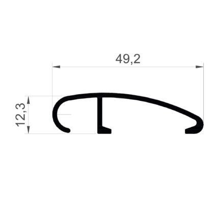 Konmetsan Alüminyum üretimi olan bu özel amaçlı alüminyum profil, Dağ Group Alüminyum güvencesiyle Türkiye alüminyum sektörüne sunulmaktadır. 49.2x12.3 ölçüsü ile ince ve uzun kesitli özel sistem uygulamalarına uyum sağlar.