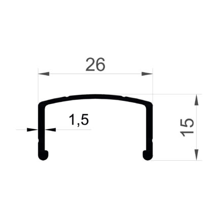 Konmetsan Alüminyum üretimi olan bu özel amaçlı alüminyum profil, Dağ Group Alüminyum güvencesiyle Türkiye alüminyum sektörüne sunulmaktadır. 26x15 ölçüsü ve 1.5mm kalınlığı ile dar ve kompakt sistem uygulamalarına uyum sağlar.