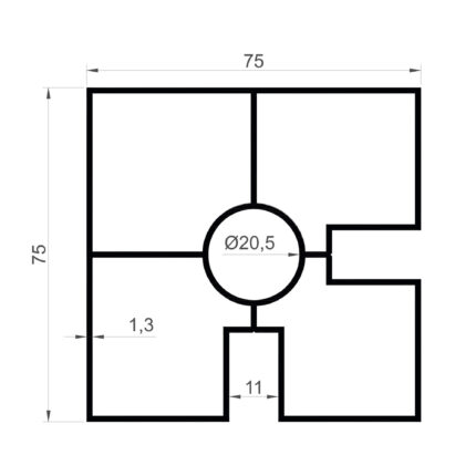 Konmetsan Alüminyum tarafından üretilen bu küpeşte alüminyum profil, Dağ Group Alüminyum aracılığıyla Türkiye alüminyum sektörüne sunulmaktadır. 75x75 ölçüsü ve 1.3mm kalınlığı ile yüksek dayanıklılık ve geniş kullanım alanları sunar. Mimari projelerde estetik ve sağlamlık açısından güvenle tercih edilir.