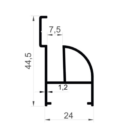 Konmetsan Alüminyum üretimi olan bu küpeşte alüminyum profil, Dağ Group Alüminyum tarafından Türkiye alüminyum sektörüne sunulmaktadır. 24x44.5 ölçüsü ve 1.2mm kalınlığı ile yüksek dayanıklılık sunarken geniş kullanım alanları için idealdir. Mimari projelerde estetik ve uzun ömürlü çözümler sağlayan güvenilir bir profildir.