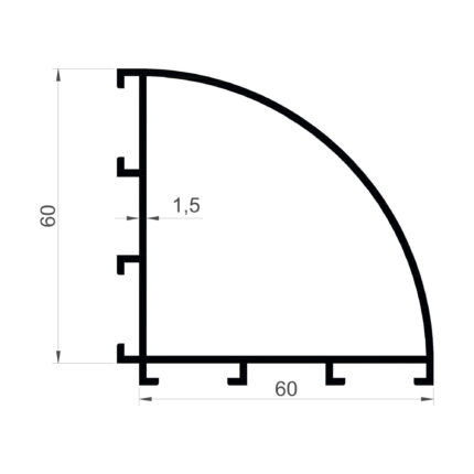 Konmetsan Alüminyum üretimi olan bu doğrama alüminyum profil, Dağ Group Alüminyum güvencesiyle Türkiye alüminyum sektörüne sunulmaktadır. 60x60 ölçüsü ve 1.5mm kalınlığı ile doğrama sistemlerinde dengeli ve dayanıklı kullanım sağlar.