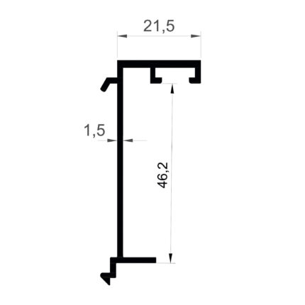 Konmetsan Alüminyum üretimi olan bu doğrama alüminyum profil, Dağ Group Alüminyum güvencesiyle Türkiye alüminyum sektörüne sunulmaktadır. 21.5x46.2 ölçüsü ve 1.5mm kalınlığı ile doğrama sistemlerinde güçlü ve dengeli kullanım sağlar.