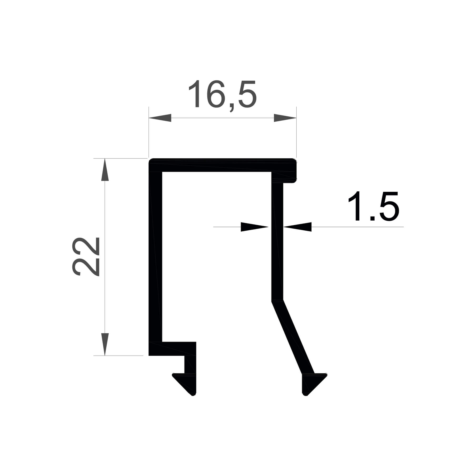 dg-16219-6.5x22-1.5mm-dograma-aluminyum-profil-konmetsan Konmetsan Alüminyum üretimi olan bu doğrama alüminyum profil, Dağ Group Alüminyum güvencesiyle Türkiye alüminyum sektörüne sunulmaktadır. 6.5x22 ölçüsü ve 1.5mm kalınlığı ile dar kesitli doğrama sistemlerinde sağlam ve hassas kullanım sağlar.