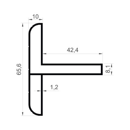 Konmetsan Alüminyum üretimi olan bu özel amaçlı alüminyum profil, Dağ Group Alüminyum güvencesiyle Türkiye alüminyum sektörüne sunulmaktadır. 52.4x65.6 ölçüsü ve 1.2mm kalınlığı ile geniş ve dengeli kesitli sistem uygulamalarına uyum sağlar.
