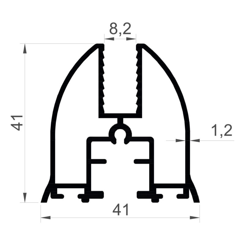 Konmetsan Alüminyum üretimi olan bu cam balkon alüminyum profil, Dağ Group Alüminyum güvencesiyle Türkiye alüminyum sektörüne sunulmaktadır. 41x41 ölçüsü ve 1,2mm kalınlığı ile cam balkon sistemlerinde dengeli ve dayanıklı kullanım sunar.