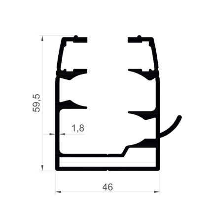 Konmetsan Alüminyum üretimi olan bu cam balkon alüminyum profil, Dağ Group Alüminyum güvencesiyle Türkiye alüminyum sektörüne sunulmaktadır. 46x59,5 ölçüsü ve 1,8mm kalınlığı ile cam balkon sistemlerinde yüksek dayanıklılık ve uzun ömürlü kullanım sağlar.