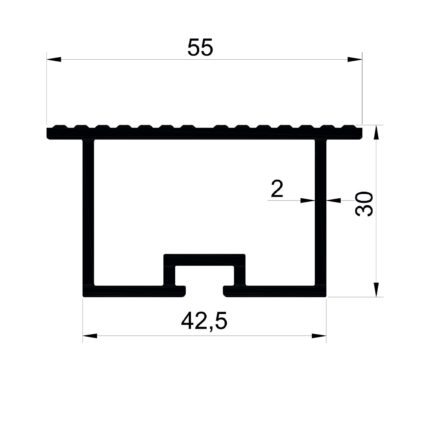Konmetsan Alüminyum üretimi olan bu özel amaçlı alüminyum profil, Dağ Group Alüminyum güvencesiyle Türkiye alüminyum sektörüne sunulmaktadır. 55x30 ölçüsü ve 2mm kalınlığı ile yüksek dayanım gerektiren sistem uygulamalarına uyum sağlar.