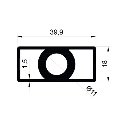 Konmetsan Alüminyum üretimi olan bu özel amaçlı alüminyum profil, Dağ Group Alüminyum güvencesiyle Türkiye alüminyum sektörüne sunulmaktadır. 39.9x18 ölçüsü ve 1.5mm kalınlığı ile kompakt ve dayanıklı sistem uygulamalarına uyum sağlar.