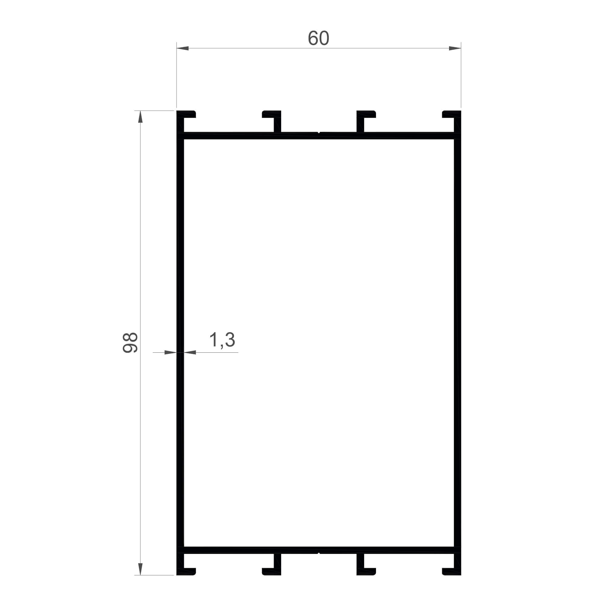 dg-16378-60x98-1.3mm-dograma-aluminyum-profil-konmetsan Konmetsan Alüminyum üretimi olan bu doğrama alüminyum profil, Dağ Group Alüminyum güvencesiyle Türkiye alüminyum sektörüne sunulmaktadır. 60x98 ölçüsü ve 1,3mm kalınlığı ile doğrama sistemlerinde hafiflik ve dayanıklılığı dengeli şekilde sunar.