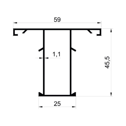 Konmetsan Alüminyum üretimi olan bu doğrama alüminyum profil, Dağ Group Alüminyum güvencesiyle Türkiye alüminyum sektörüne sunulmaktadır. 59x45,5 ölçüsü ve 1,1mm kalınlığı ile doğrama sistemlerinde hafif ve dengeli kullanım sağlar.