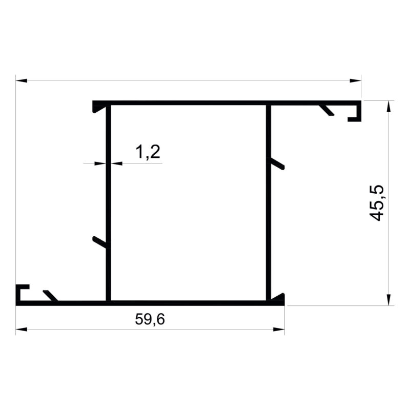 Konmetsan Alüminyum üretimi olan bu doğrama alüminyum profil, Dağ Group Alüminyum güvencesiyle Türkiye alüminyum sektörüne sunulmaktadır. 59,6x45,5 ölçüsü ve 1,2mm kalınlığı ile doğrama sistemlerinde dengeli ve uzun ömürlü kullanım sağlar.