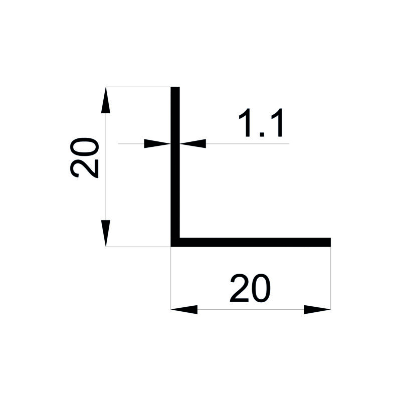 Konmetsan Alüminyum tarafından üretilen bu köşebent alüminyum profil, Dağ Group Alüminyum güvencesiyle Türkiye alüminyum sektörüne sunulmaktadır. 20x20 ölçüsü ve 1.1mm kalınlığı ile kompakt ve pratik çözümler sağlar. Farklı kullanım alanları ile mimari projelerde tercih edilir.