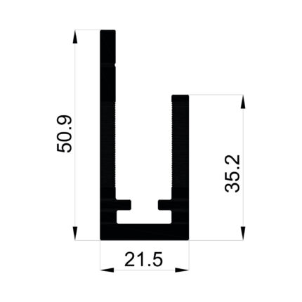 Konmetsan Alüminyum üretimi olan bu özel amaçlı alüminyum profil, Dağ Group Alüminyum güvencesiyle Türkiye alüminyum sektörüne sunulmaktadır. 21.5x50.9 ölçüsü ile dar ve uzun form gerektiren sistem uygulamalarına uyum sağlar.