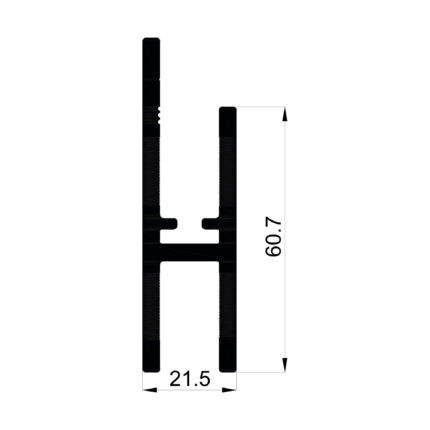 Konmetsan Alüminyum üretimi olan bu özel amaçlı alüminyum profil, Dağ Group Alüminyum güvencesiyle Türkiye alüminyum sektörüne sunulmaktadır. 21.5x60.7 ölçüsü ile uzun ve dar form gerektiren sistem uygulamalarına uyum sağlar.