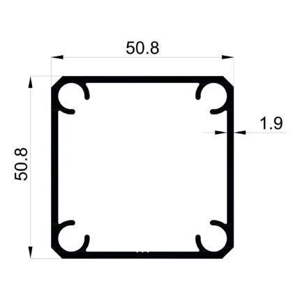 Konmetsan Alüminyum üretimi olan bu özel amaçlı alüminyum profil, Dağ Group Alüminyum güvencesiyle Türkiye alüminyum sektörüne sunulmaktadır. 50.8x50.8 ölçüsü ve 1.9mm kalınlığı ile dengeli ve dayanıklı sistem uygulamalarına uyum sağlar.