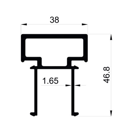 Konmetsan Alüminyum üretimi olan bu özel amaçlı alüminyum profil, Dağ Group Alüminyum güvencesiyle Türkiye alüminyum sektörüne sunulmaktadır. 38x46.8 ölçüsü ve 1.65mm kalınlığı ile dengeli ve dayanıklı sistem uygulamalarına uyum sağlar.