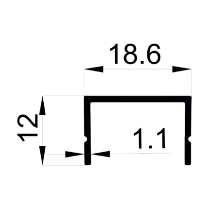 Konmetsan Alüminyum üretimi olan bu özel amaçlı alüminyum profil, Dağ Group Alüminyum güvencesiyle Türkiye alüminyum sektörüne sunulmaktadır. 18.6x12 ölçüsü ve 1.1mm kalınlığı ile dar ve hassas sistem uygulamalarına uyum sağlar.
