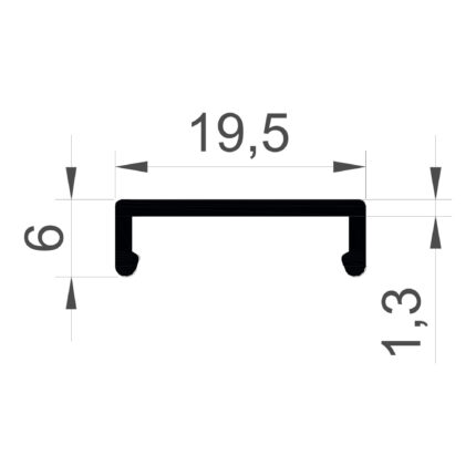 Konmetsan Alüminyum üretimi olan bu özel amaçlı alüminyum profil, Dağ Group Alüminyum güvencesiyle Türkiye alüminyum sektörüne sunulmaktadır. 19.5x6 ölçüsü ve 1.3mm kalınlığı ile ultra ince ve hassas sistem uygulamalarına uyum sağlar.
