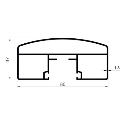 Konmetsan Alüminyum üretimi olan bu özel amaçlı alüminyum profil, Dağ Group Alüminyum güvencesiyle Türkiye alüminyum sektörüne sunulmaktadır. 80x37 ölçüsü ve 1.3mm kalınlığı ile uzun ve dayanıklı kesitli sistem uygulamalarına uyum sağlar.