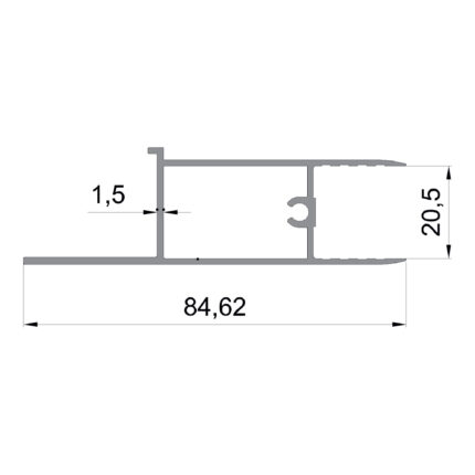 Konmetsan Alüminyum üretimi giyotin alüminyum profil, Dağ Group Alüminyum güvencesiyle sunulmaktadır. 84.62x20.5 ölçüsü ve 1.5mm kalınlığı ile uzun ve dar kesitli giyotin sistemlerinde destekleyici kullanım sağlar.