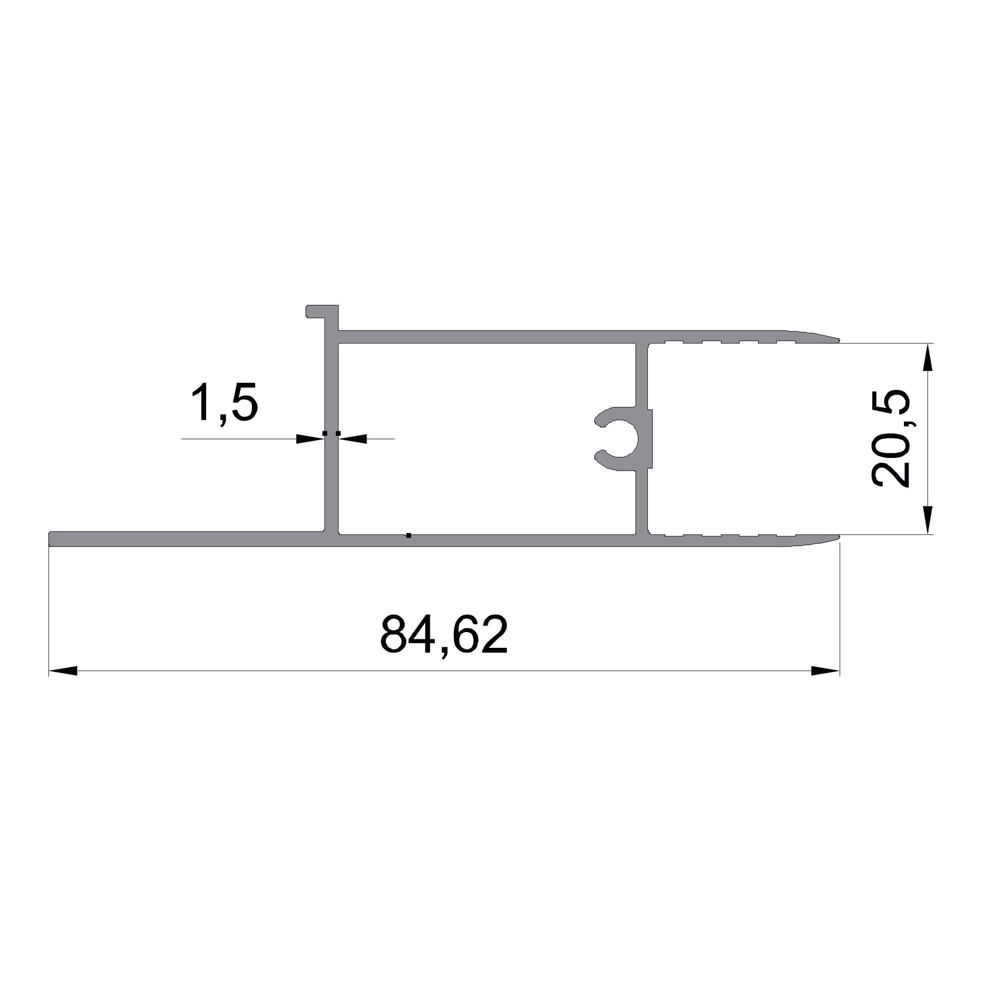 dgg-15-84.62x20.5-1.5mm-giyotin-aluminyum-profil-konmetsan-dag-group-aluminyum Konmetsan Alüminyum üretimi giyotin alüminyum profil, Dağ Group Alüminyum güvencesiyle sunulmaktadır. 84.62x20.5 ölçüsü ve 1.5mm kalınlığı ile uzun ve dar kesitli giyotin sistemlerinde destekleyici kullanım sağlar.
