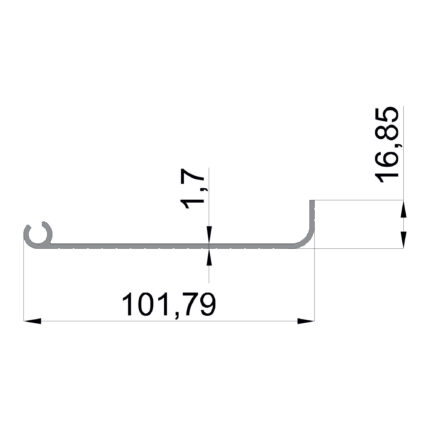 Konmetsan Alüminyum üretimi giyotin alüminyum profil, Dağ Group Alüminyum güvencesiyle sunulmaktadır. 101.79x16.85 ölçüsü ve 1.7mm kalınlığı ile uzun ve dar kesitli giyotin sistemlerinde güçlü destek sağlar.