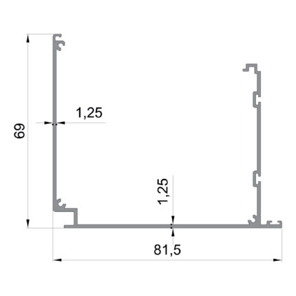 Konmetsan Alüminyum üretimi giyotin alüminyum profil, Dağ Group Alüminyum güvencesiyle sunulmaktadır. 81.5x69 ölçüsü ve 1.25mm kalınlığı ile kompakt ve hafif giyotin sistemlerinde ideal kullanım sağlar.