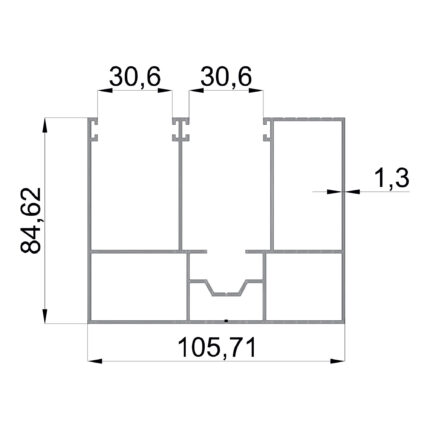 Konmetsan Alüminyum üretimi giyotin alüminyum profil, Dağ Group Alüminyum güvencesiyle sunulmaktadır. 105.71x84.62 ölçüsü ve 1.3mm kalınlığı ile dengeli ve orta kesitli giyotin sistemlerinde ideal kullanım sağlar.