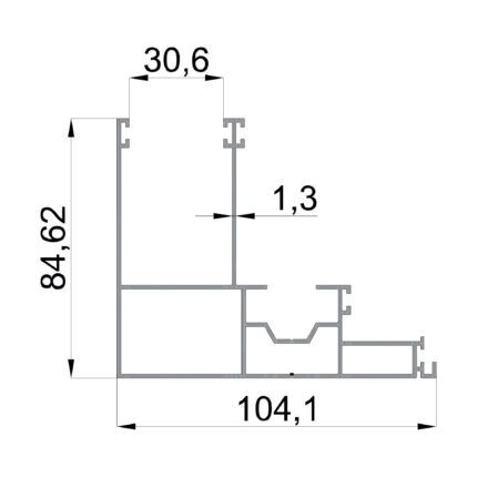 Konmetsan Alüminyum üretimi giyotin alüminyum profil, Dağ Group Alüminyum güvencesiyle sunulmaktadır. 104.1x84.62 ölçüsü ve 1.3mm kalınlığı ile dengeli ve orta kesitli giyotin sistemlerinde yüksek uyum sağlar.