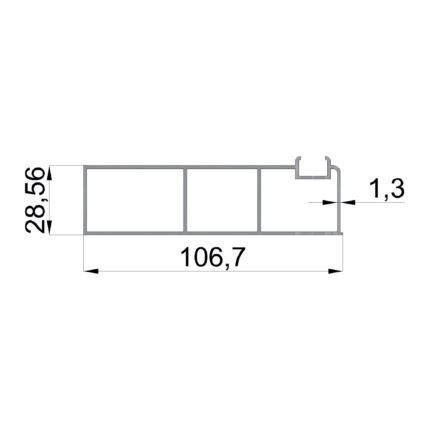 Konmetsan Alüminyum üretimi giyotin alüminyum profil, Dağ Group Alüminyum güvencesiyle sunulmaktadır. 106.7x28.56 ölçüsü ve 1.3mm kalınlığı ile ince ve uzun formda giyotin sistemlerinde tamamlayıcı kullanım sağlar.