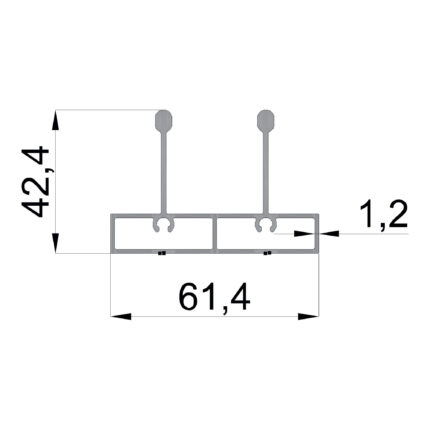 Konmetsan Alüminyum üretimi katlanır sürme alüminyum profil, Dağ Group Alüminyum güvencesiyle sunulmaktadır. 61.4x42.4 ölçüsü ve 1.2mm kalınlığı ile katlanır cam sistemlerinde dengeli ve akıcı hareket sağlar.