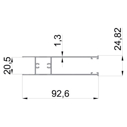 Konmetsan Alüminyum üretimi katlanır sürme alüminyum profil, Dağ Group Alüminyum güvencesiyle sunulmaktadır. 92.6x24.82 ölçüsü ve 1.3mm kalınlığı ile dengeli katlanır sürme sistemlerinde stabil ve akıcı kullanım sağlar.