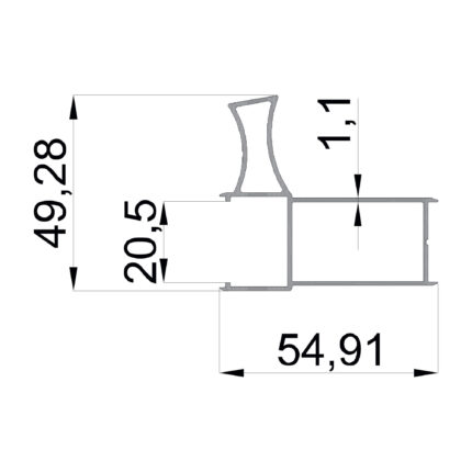 Konmetsan Alüminyum üretimi katlanır sürme alüminyum profil, Dağ Group Alüminyum güvencesiyle sunulmaktadır. 54.91x49.28 ölçüsü ve 1.1mm kalınlığı ile kompakt ve dengeli katlanır sürme sistemlerinde stabil kullanım sağlar.