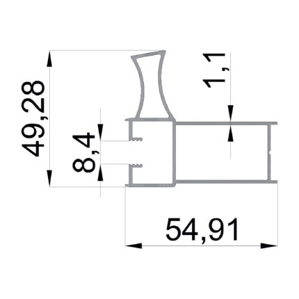 Konmetsan Alüminyum üretimi katlanır sürme alüminyum profil, Dağ Group Alüminyum güvencesiyle sunulmaktadır. 54.91x49.28 ölçüsü ve 1.1mm kalınlığı ile kompakt ve dengeli katlanır sürme sistemlerinde stabil kullanım sağlar.