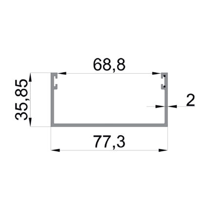 Konmetsan Alüminyum üretimi katlanır sürme alüminyum profil, Dağ Group Alüminyum güvencesiyle sunulmaktadır. 77.3x35.85 ölçüsü ve 2mm kalınlığı ile yüksek dayanımlı katlanır sürme sistemlerinde güçlü ve stabil kullanım sağlar.
