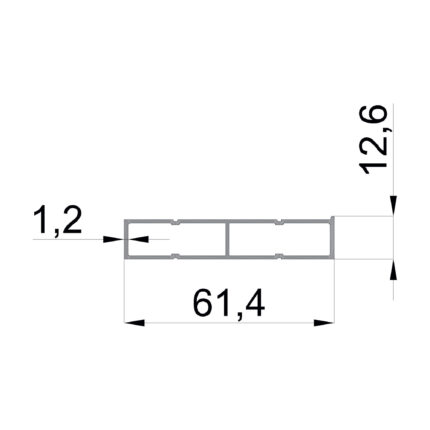 Konmetsan Alüminyum üretimi katlanır sürme alüminyum profil, Dağ Group Alüminyum güvencesiyle sunulmaktadır. 61.4x12.6 ölçüsü ve 1.2mm kalınlığı ile ince kesitli katlanır sürme sistemlerinde hassas ve akıcı kullanım sağlar.