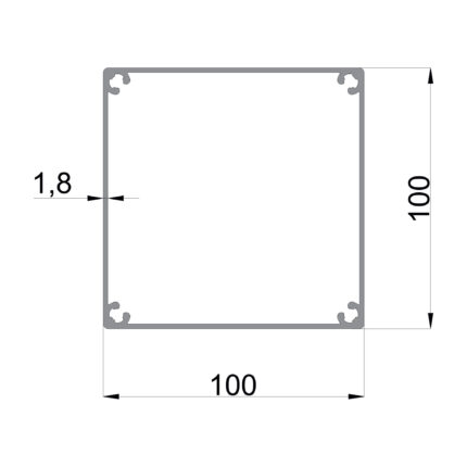 Konmetsan Alüminyum üretimi pergola alüminyum profil, Dağ Group Alüminyum güvencesiyle sunulmaktadır. 100x100 ölçüsü ve 1.8mm kalınlığı ile kare kesitli pergola sistemlerinde dengeli ve güçlü taşıyıcı performans sağlar.