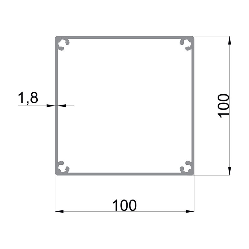 Konmetsan Alüminyum üretimi pergola alüminyum profil, Dağ Group Alüminyum güvencesiyle sunulmaktadır. 100x100 ölçüsü ve 1.8mm kalınlığı ile kare kesitli pergola sistemlerinde dengeli ve güçlü taşıyıcı performans sağlar.