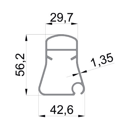 Konmetsan Alüminyum üretimi pergola alüminyum profil, Dağ Group Alüminyum güvencesiyle sunulmaktadır. 42.6x56.2 ölçüsü ve 1.35mm kalınlığı ile kompakt ve dengeli pergola sistemlerinde destekleyici kullanım sağlar.
