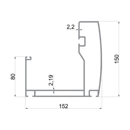 Konmetsan Alüminyum üretimi pergola alüminyum profil, Dağ Group Alüminyum güvencesiyle sunulmaktadır. 152x150 ölçüsü ile geniş ve güçlü kesit yapısına sahip olup pergola sistemlerinde ana taşıyıcı olarak yüksek dayanım sağlar.