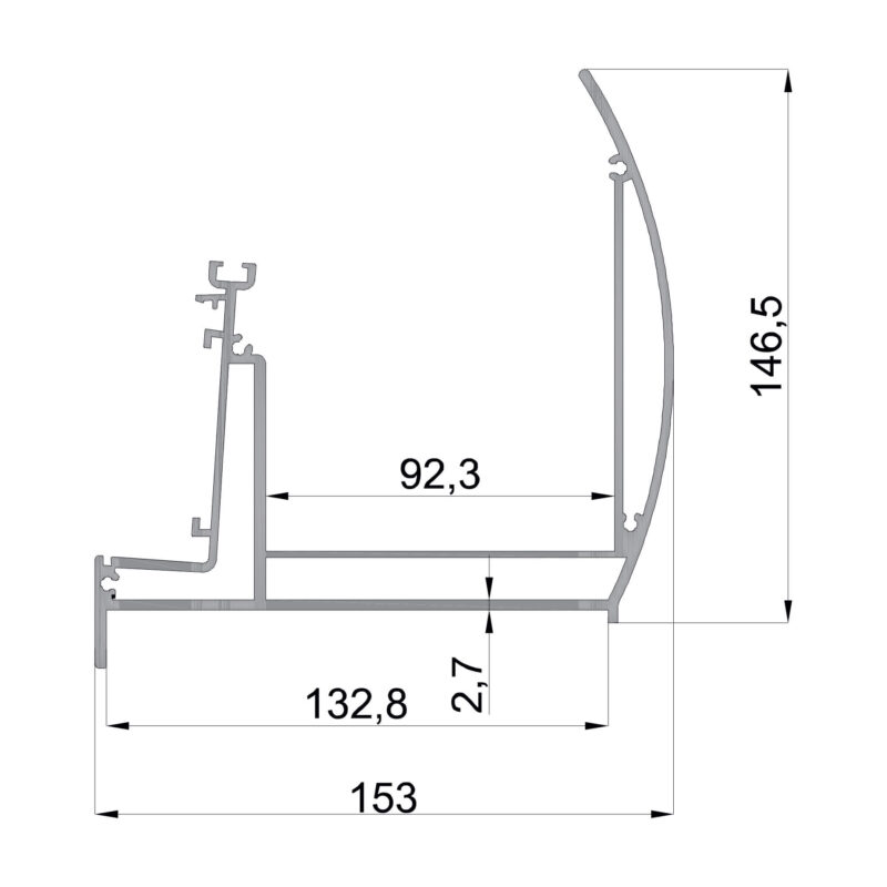 Konmetsan Alüminyum üretimi kış bahçesi alüminyum profil, Dağ Group Alüminyum güvencesiyle sunulmaktadır. 153x146.5 ölçüsü ve 2.7mm kalınlığı ile kış bahçesi sistemlerinde yüksek dayanım ve taşıyıcı performans sağlar.