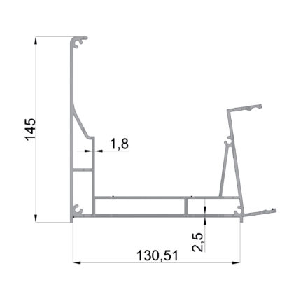 Konmetsan Alüminyum üretimi kış bahçesi alüminyum profil, Dağ Group Alüminyum güvencesiyle sunulmaktadır. 130.51x145 ölçüsü ile kış bahçesi sistemlerinde geniş kesitli güçlü taşıyıcı performans sağlar.