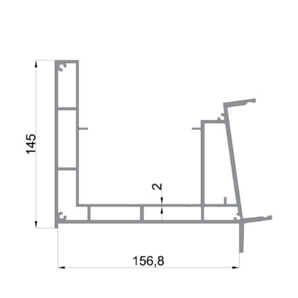 Konmetsan Alüminyum üretimi kış bahçesi alüminyum profil, Dağ Group Alüminyum güvencesiyle sunulmaktadır. 156.8x145 ölçüsü ve 2mm kalınlığı ile kış bahçesi sistemlerinde geniş kesitli güçlü taşıyıcı performans sağlar.