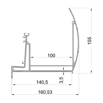 Konmetsan Alüminyum üretimi kış bahçesi alüminyum profil, Dağ Group Alüminyum güvencesiyle sunulmaktadır. 160.53x155 ölçüsü ve 3.5mm kalınlığı ile kış bahçesi sistemlerinde maksimum dayanım ve taşıyıcı performans sağlar.