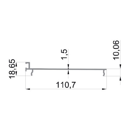 Konmetsan Alüminyum üretimi kış bahçesi alüminyum profil, Dağ Group Alüminyum güvencesiyle sunulmaktadır. 110.7x18.65 ölçüsü ve 1.5mm kalınlığı ile ince ve dayanıklı kış bahçesi sistemlerinde stabil kullanım sağlar.