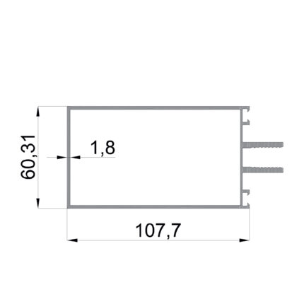 Konmetsan Alüminyum üretimi kış bahçesi alüminyum profil, Dağ Group Alüminyum güvencesiyle sunulmaktadır. 107.7x60.31 ölçüsü ve 1.8mm kalınlığı ile kış bahçesi sistemlerinde dengeli ve dayanıklı taşıyıcı performans sağlar.