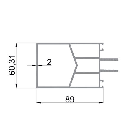 Konmetsan Alüminyum üretimi kış bahçesi alüminyum profil, Dağ Group Alüminyum güvencesiyle sunulmaktadır. 89x60.31 ölçüsü ve 2mm kalınlığı ile kış bahçesi sistemlerinde dengeli ve yüksek dayanımlı taşıyıcı performans sağlar.